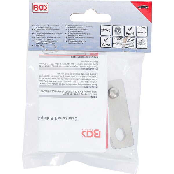 BGS Kurbelwellen-Riemenscheiben-Ausrichtwerkzeug für Ford / Volvo 1.6L - 9224-1