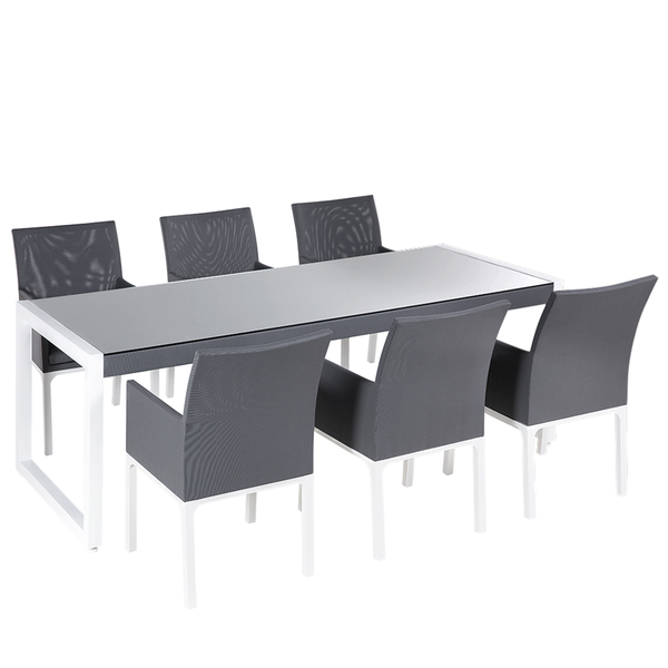 Gartenmöbel Set 6-Sitzer BACOLI inkl. Kissen Metall Grau
