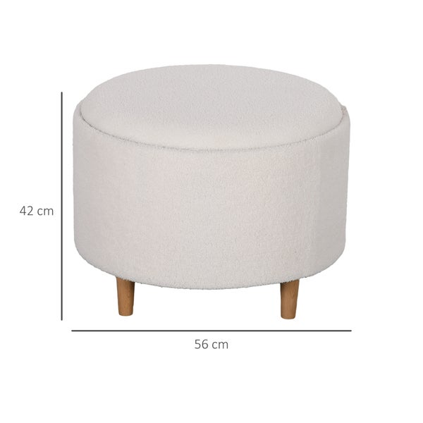 HOMCOM Sitzhocker mit Stauraum Hocker mit Klappdeckel, Runder Fußhocker Sitzwürfel Polsterhocker mit Holzbeine, Samtoptik 56 x 42 x 42 cm Weiß