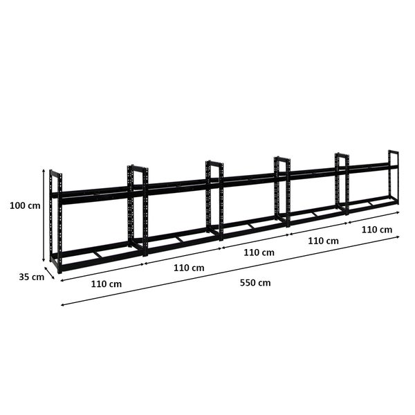 Mega Deal | 5x Reifenregal Tiger | HxBxT 100x110x35cm | 150kg Fachlast | bis zu 40 Reifen | mit Ebenen | Schwarz