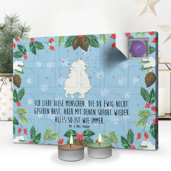 Mr. & Mrs. Panda Duftkerzen Adventskalender Eisbär Umarmen - Blau Pastell