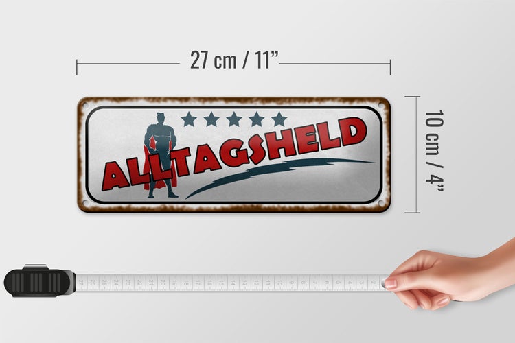 Blechschild Spruch 27x10cm 5 Sterne Alltagsheld Dekoration