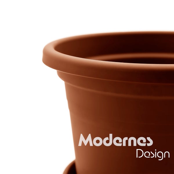 AC BigDean 4 Stück Blumentopf mit Untersetzer rund ø 40 cm Terracotta – wetterfester Pflanzkübel Made in Europe