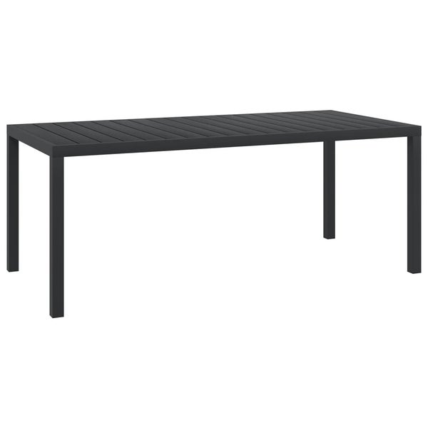 Garten-Esstisch WPC Aluminium 185 x 90 x 74 cm Schwarz