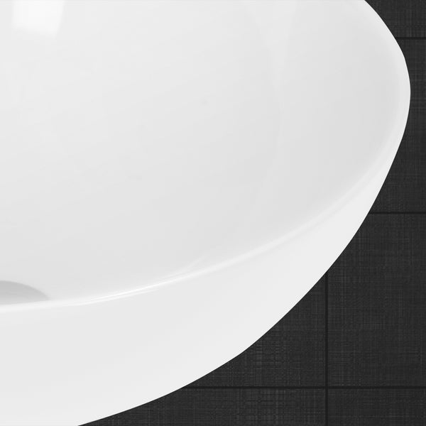 ECD Germany Waschbecken Waschtisch Ø 320 x 135 mm aus Keramik Rund Weiß - Aufsatzbecken Aufsatzwaschbecken Handwaschbecken Aufsatzwaschtisch Spülbecken Becken Wasserfall Waschschale Waschschüssel
