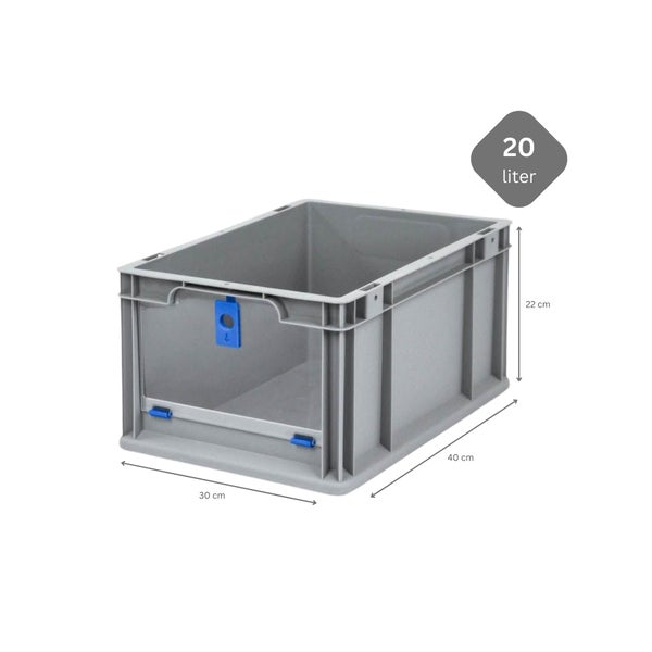 PROREGAL SparSet 10x Eurobox NextGen Insight Cover HxBxT 22 x 30 x 40 20 Liter Hoch/Blau Eurobehälter Transportbox
