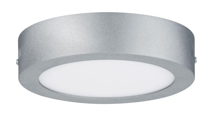 Runde LED Deckenleuchte aus Metall mit flacher Bauweise für eine gleichmäßige Raumbeleuchtung.
