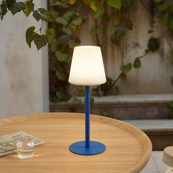 Lindby LED Akkutischlampe höhenverstellbar, Lichtfarbe 3-stufig einstellbar Akku Tischlampe kabellos aufladbare tragbare Tischleuchte Garten IP44