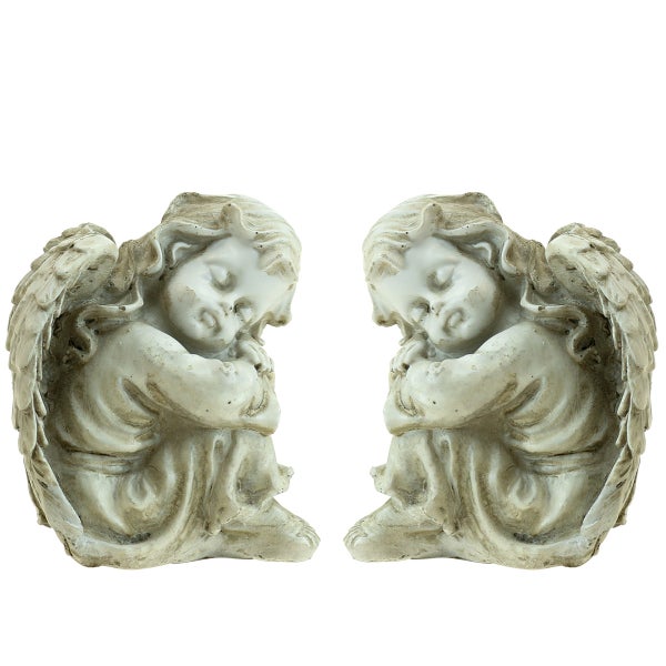 Zwei Engelsfiguren aus Steinguss