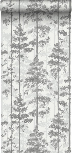 Borastapeter Tapete bewaldete Landschaft Grau - 53 cm x 11.2 m - 660159