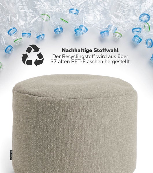 mokebo Pouf, Hocker o. Sitzhocker 'Der Ruhepouf', nachhaltiger Sitzpouf aus Recyclingstoff in Beige