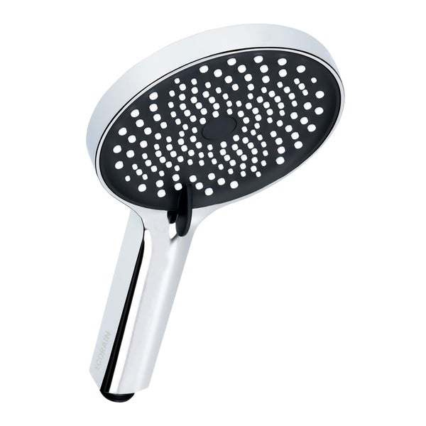 EcoRain Wasserspar Duschkopf Charly 13 CM mit Wasserfilter Chrom - 50% wassersparender Handbrausekopf - Breite Handbrause - 3 Sprühstufen Regenbrause - Universal-Regenbrausekopf - Anti-Kalk-Duschkopf