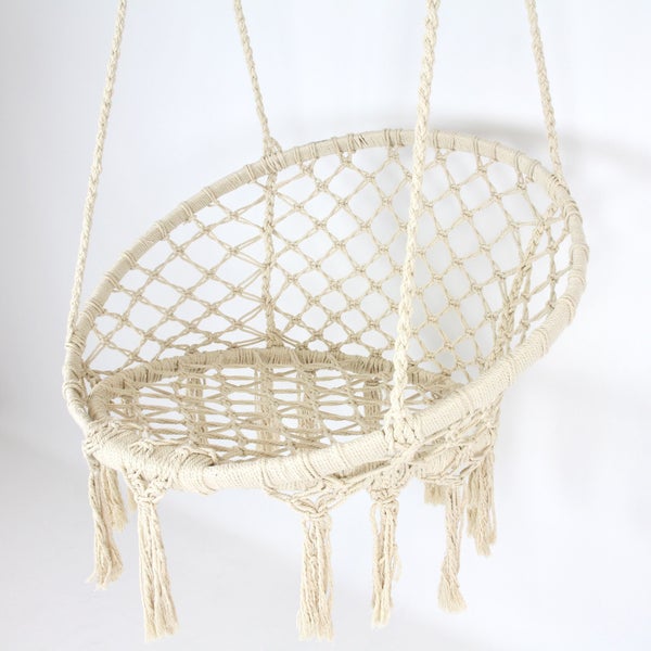 FRANK FLECHTWAREN | Hängesessel Lightly, BAUMWOLLE, Sitzfläche ca. Ø 60 cm, inkl. Rückenlehne Ø 80 cm, GH 130 cm