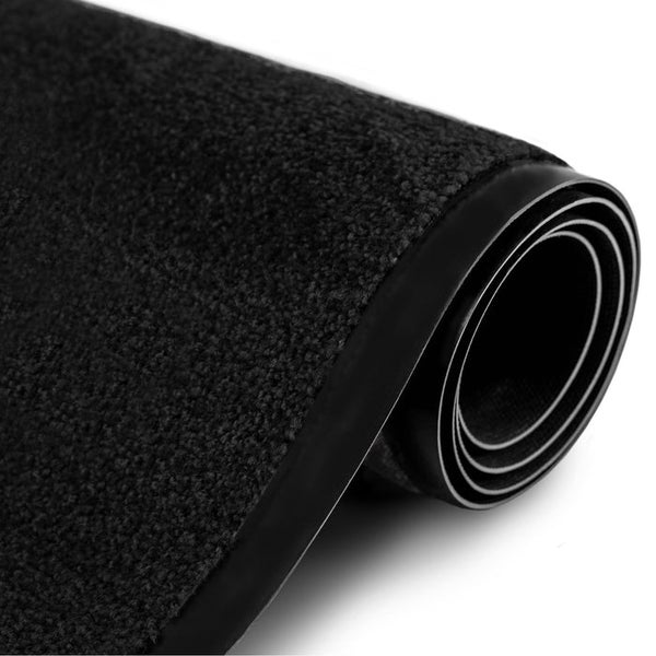 FLOORDIREKT Fußmatte Rhine - Unicolor - Schmutzfangmatte für Innen & Außenbereiche - Schwarz - 60 x 90 cm