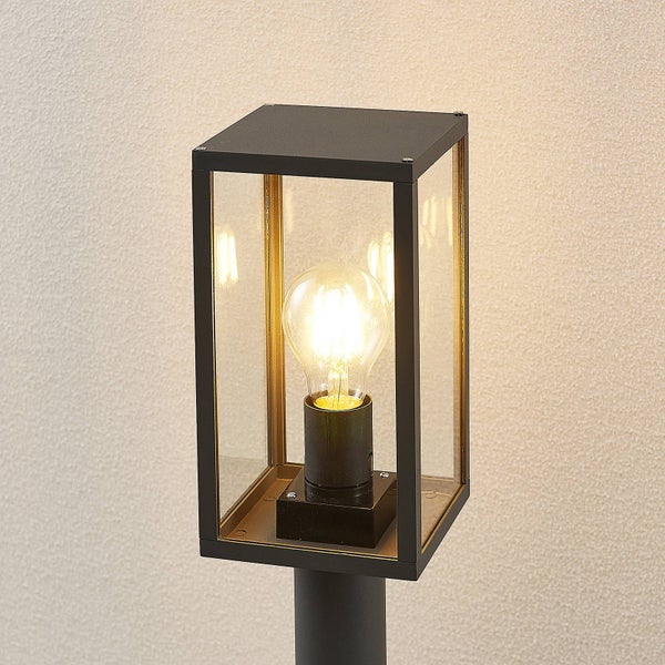 Lindby Außenleuchte Filimon (spritzwassergeschützt (Modern) in Schwarz aus Aluminium (1 flammig, E27) - Wegeleuchte Pollerleuchte Wegelampe Sockelleuchte