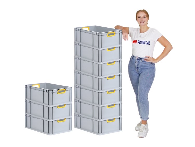 PROREGAL Eurobox Nextgen Color HxBxT 22 x 40 x 60 cm 44 Liter Griffe Gelb Offen Verstärkter Boden Eurobehälter Transportbox