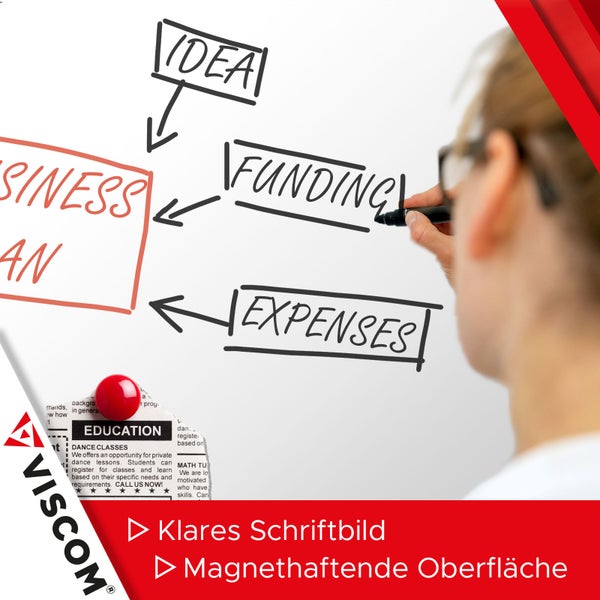 VISCOM Whiteboard magnetisch - 120 x 180 cm - Magnettafel für Büro & Zuhause - Magnetwand, kratzfest & beschreibbar - mit Aluminium-Rahmen - für Hoch- und Querformat