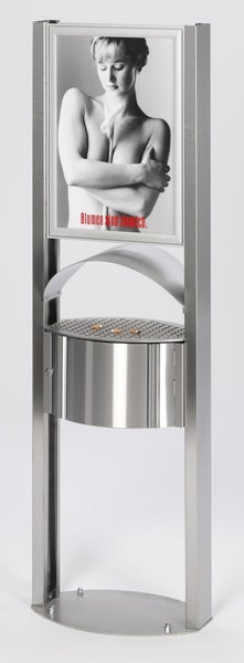 PROREGAL Robuster Standascher Mit Schutzdach Werbefläche Für Aussenbereich 15 Liter HxBxT 180 x 58 x 35 cm Edelstahl