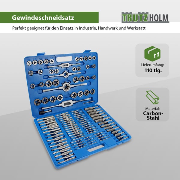 Gewindeschneidsatz 110 tlg zoll/metrisch Gewindeschneider Gewindebohrer UNC/UNF