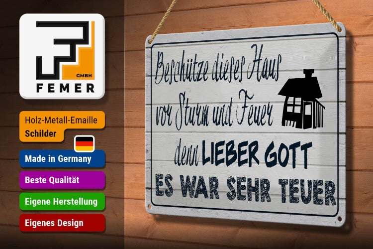 Blechschild Spruch 30x20cm beschütze dieses Haus vor Sturm