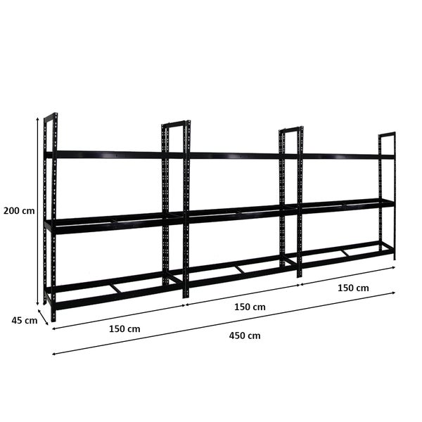 PROREGAL Mega Deal 3x Reifenregal Tiger XL HxBxT 200 x 150 x 45 cm Bis Zu 54 Reifen Schwarz