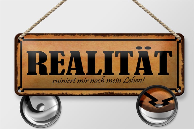 Blechschild Spruch 27x10cm Realität ruiniert mir mein Leben Dekoration