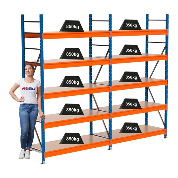 Regalsystem mit mehreren Ebenen und hoher Traglast von 850 Kilogramm pro Ebene