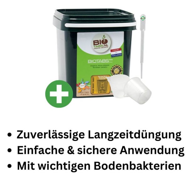 BioTabs 100 Stück – 100% biologische Düngetabletten für gesunde Pflanzen – Einfache Anwendung & kein Risiko der Überdüngung – Für kräftiges Wachstum & üppige Blüten