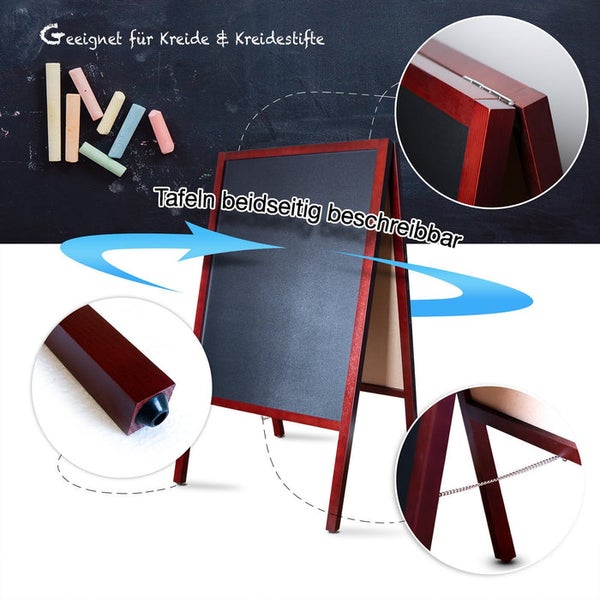 Doppelseitige Kreidetafel mit Holzrahmen