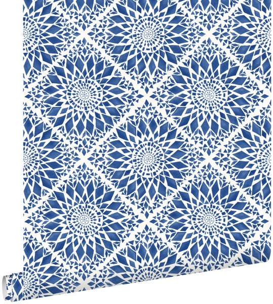 ESTAhome Tapete Fliesenmuster Dunkelblau - 53 cm x 10.05 m - 148612