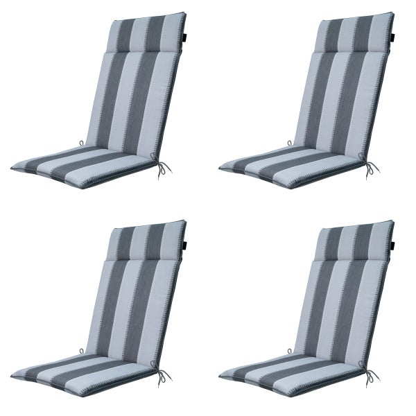 Hochlehnerauflage Banda grau - Ca. 120x50 cm - 4er-Set