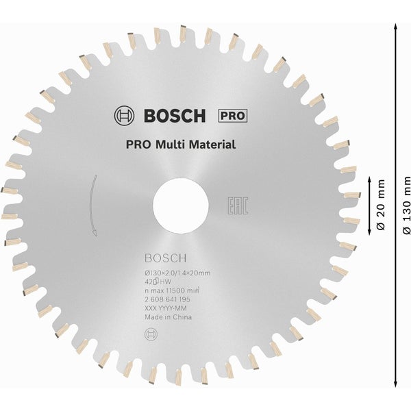 Bosch Pro Multi Material Kreissägeblatt, Durchmesser 130 Millimeter