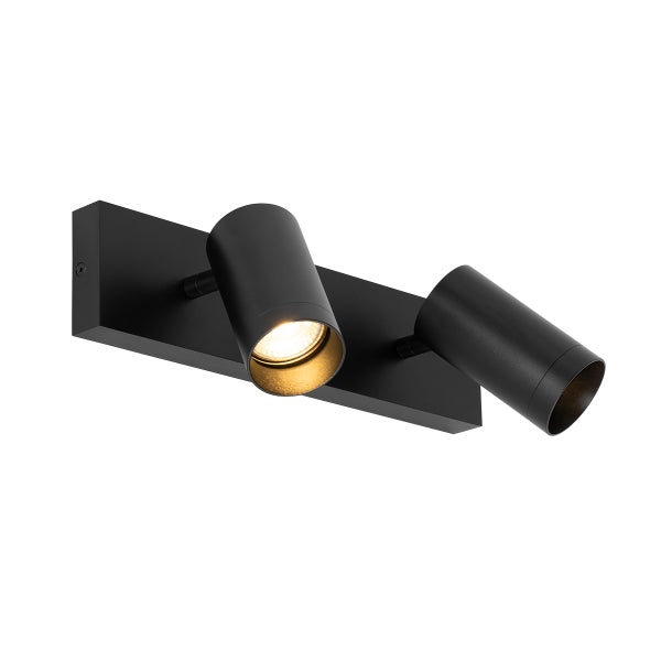 Schwarze Wandleuchte mit zwei Strahlern für Innenräume