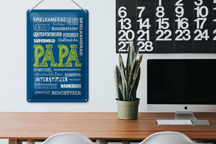 Blechschild Spruch 20x30cm Papa Superheld Vorbild Beschützer