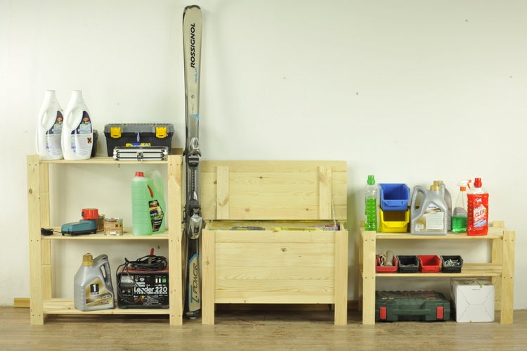 PROREGAL Holzregal Pinepeak HxBxT 50 x 170 x 38 cm 2 Fachboden 1,2 cm Dickes Kiefernholz Grau