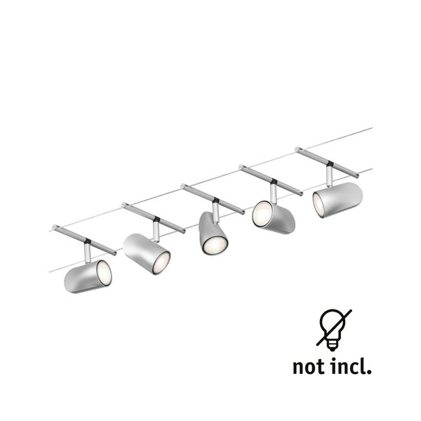 CorDuo Seilsystem Cup Basisset GU5,3 max. 5x10W 230/12V Chrom matt, Chrom