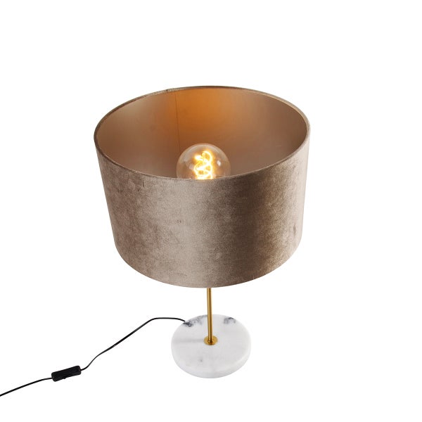 Tischleuchte mit Lampenschirm, Metallständer und Marmorfuß