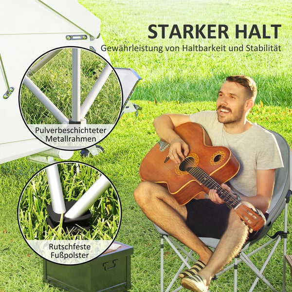 Outsunny Faltstuhl faltbar Campingstuhl mit Seitentasche Tragetasche gepolstert Outdoor Klappstuhl bis 120kg belastbar robust leicht Angelstuhl Gartenstuhl für Garten Camping Strand