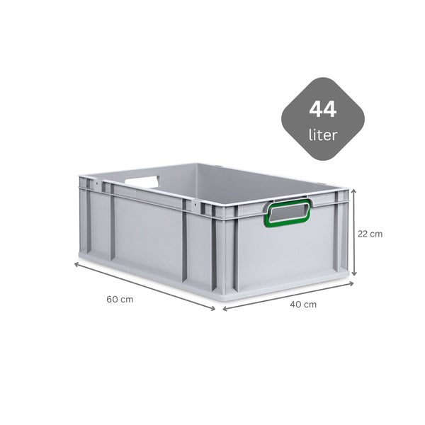 PROREGAL Spar Set 4x Eurobox Nextgen Color Mit Auflagedeckel & Schiebeschnappverschlüsse HxBxT 22 x 40 x 60 cm Griffe Grün Offen Verstärkter Boden