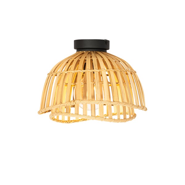 Deckenleuchte aus Bambus mit schwarzer Halterung