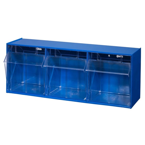 PROREGAL Klappschüttenmagazin VarioPlus ProFlip 3 HxBxT 24 x 60 x 20 cm Blau-Transparent