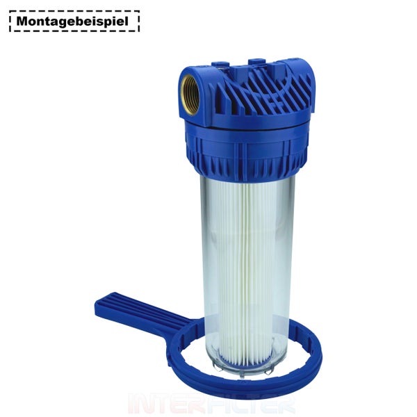 Wasserfiltergehäuse mit Filtereinsatz und Montageschlüssel