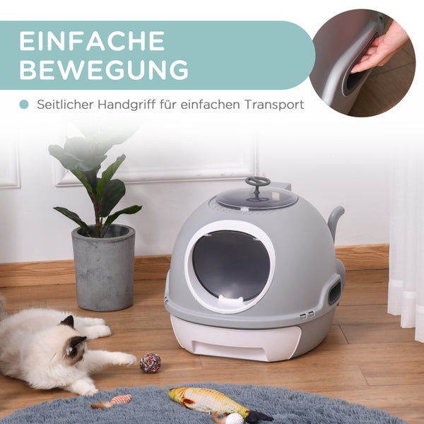 PawHut Katzentoilette, B47 x T55 x H44 cm, PP, ABS, Grau