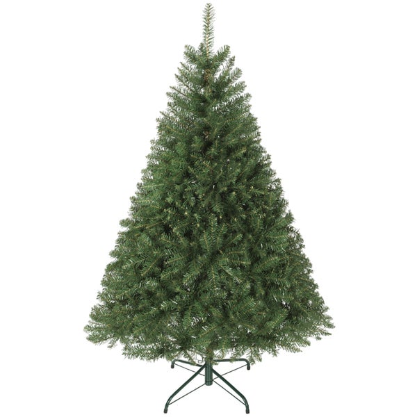 Künstlicher Weihnachtsbaum in Grün mit dichten Zweigen und einem stabilen Metallständer.