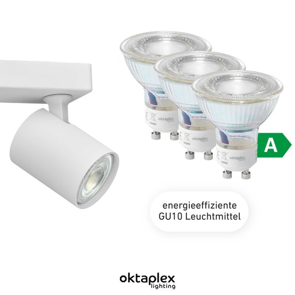Bora Deckenstrahler LED 3-flammig warmweiss 450lm 2,5W schwenkbar für Wohnräume Flur Esszimmer Küche weiß