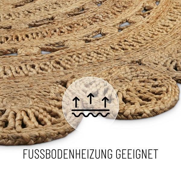 Bloom Jute-Teppich – schwer, handgefertigt, hochwertig 160 cm rund
