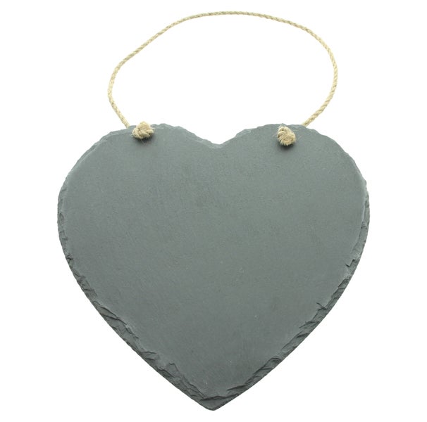 FRANK FLECHTWAREN|Herzhänger Schiefer, 2er Set, 25 x 25 cm, SCHIEFER, SISAL