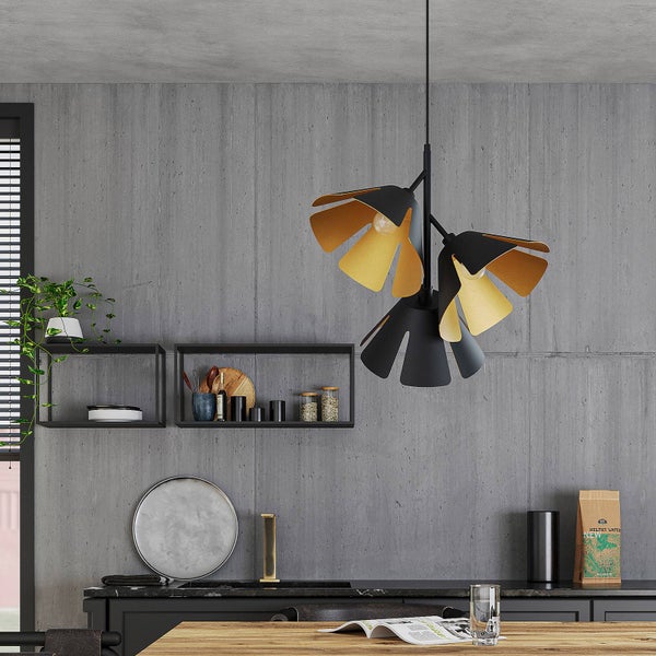 Lucande Pendelleuchte Jemmily (Design, Modern) in Schwarz aus Aluminium (3 flammig E14) - Design-Hängeleuchte Esstischlampe Hängelampe Hängeleuchte Wohnzimmerleuchte