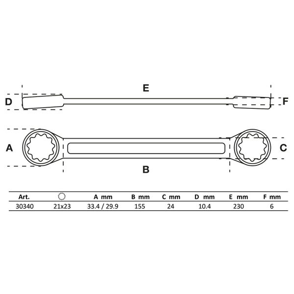 BGS Doppel-Ringschlüssel extra flach SW 21 x 23 mm - 30340
