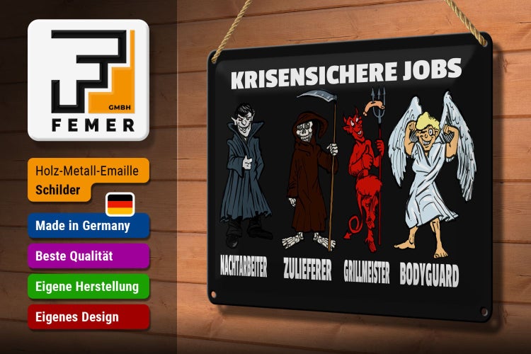 Blechschild Spruch 30x20cm krisensichere Jobs Nachtarbeiter